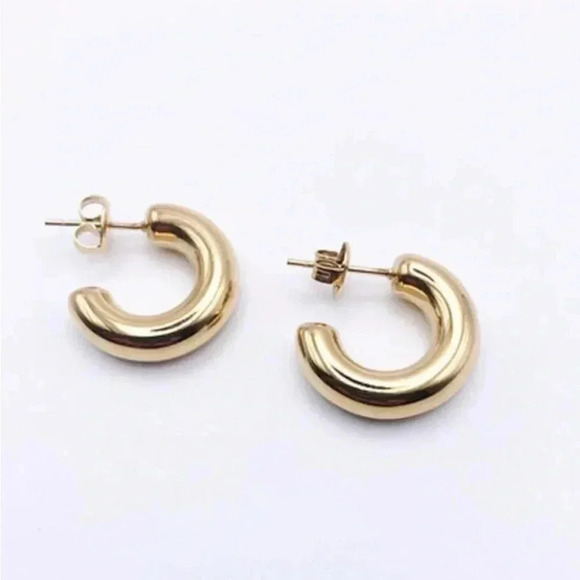 Chunky hoops 18K gold plated - Picture 2 of 6